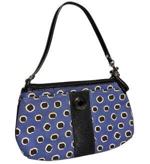Coach Wristlet 10 Pockets Blue & Black Dot Large Top-Zipper Mini Handbag Women’s